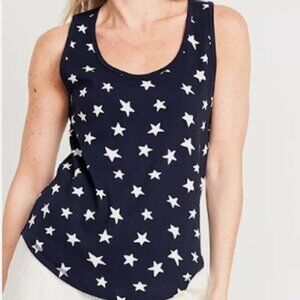 Old Navy Matching Print Lounge Navy Blue Star Print Tank Top NWT Women Medium